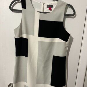 VINCE CAMUTO SLEEVELESS DRESS BLACK, GRAY,WHITE  SZ 2